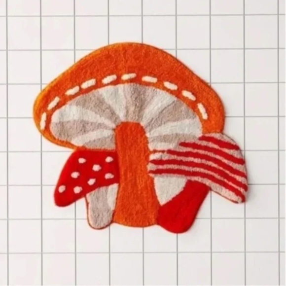 Mushroom Tufted Boho Peasant Art Deco Plant Modern Chic Hipster Hip Bathmat Mat - Picture 4 of 4